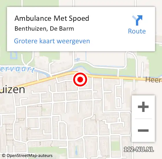 Locatie op kaart van de 112 melding: Ambulance Met Spoed Naar Benthuizen, De Barm op 16 april 2022 19:37