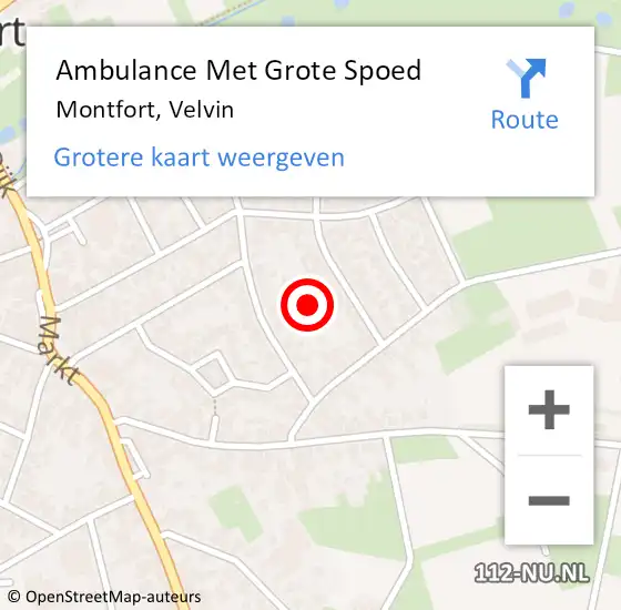 Locatie op kaart van de 112 melding: Ambulance Met Grote Spoed Naar Montfort, Velvin op 16 april 2022 19:39