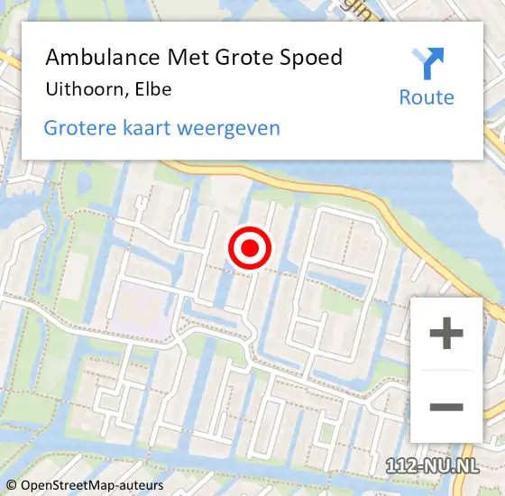 Locatie op kaart van de 112 melding: Ambulance Met Grote Spoed Naar Uithoorn, Elbe op 16 april 2022 19:40