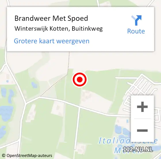 Locatie op kaart van de 112 melding: Brandweer Met Spoed Naar Winterswijk Kotten, Buitinkweg op 16 april 2022 19:41
