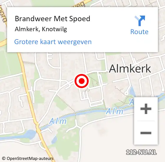 Locatie op kaart van de 112 melding: Brandweer Met Spoed Naar Almkerk, Knotwilg op 16 april 2022 20:27