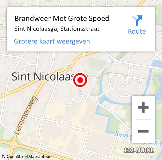 Locatie op kaart van de 112 melding: Brandweer Met Grote Spoed Naar Sint Nicolaasga, Stationsstraat op 16 april 2022 20:29