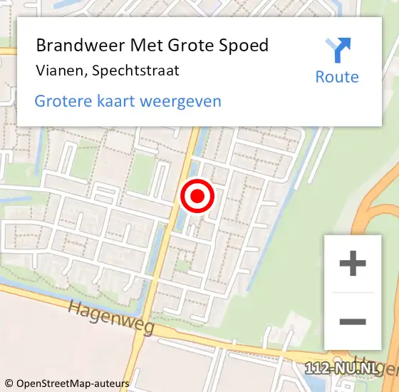 Locatie op kaart van de 112 melding: Brandweer Met Grote Spoed Naar Vianen, Spechtstraat op 16 april 2022 20:50