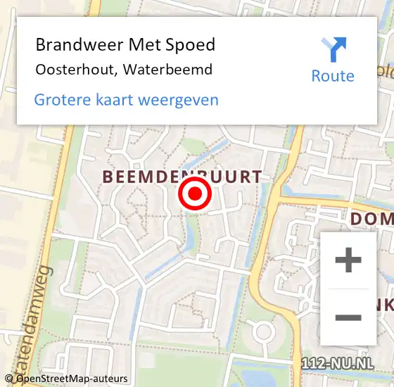 Locatie op kaart van de 112 melding: Brandweer Met Spoed Naar Oosterhout, Waterbeemd op 16 april 2022 20:53