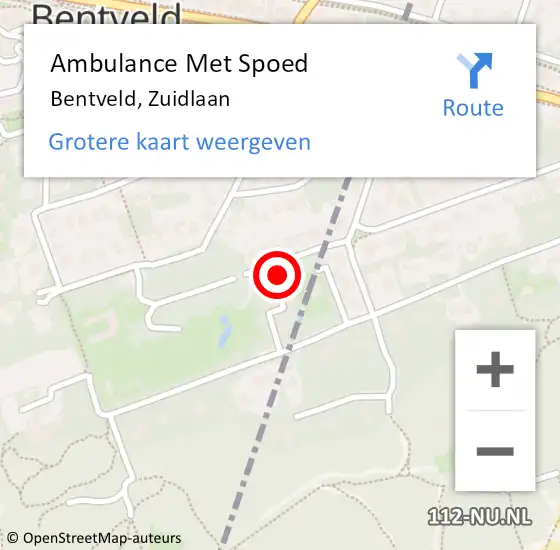 Locatie op kaart van de 112 melding: Ambulance Met Spoed Naar Bentveld, Zuidlaan op 16 april 2022 21:01