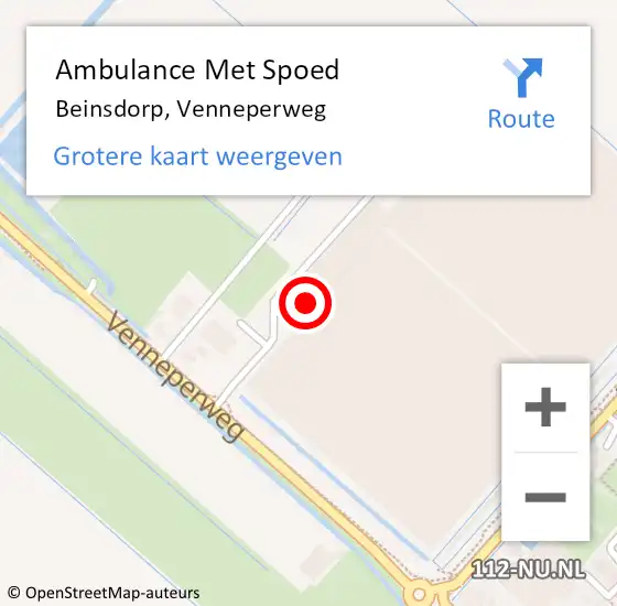 Locatie op kaart van de 112 melding: Ambulance Met Spoed Naar Beinsdorp, Venneperweg op 16 april 2022 21:10