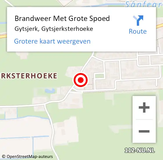 Locatie op kaart van de 112 melding: Brandweer Met Grote Spoed Naar Gytsjerk, Gytsjerksterhoeke op 16 april 2022 21:13