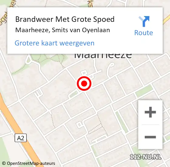 Locatie op kaart van de 112 melding: Brandweer Met Grote Spoed Naar Maarheeze, Smits van Oyenlaan op 16 april 2022 21:16