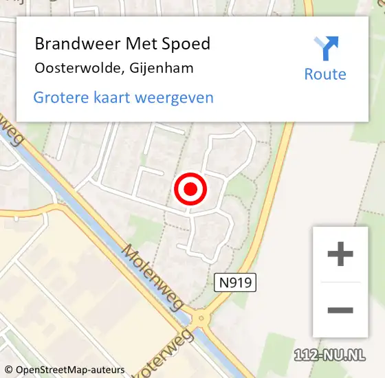 Locatie op kaart van de 112 melding: Brandweer Met Spoed Naar Oosterwolde, Gijenham op 16 april 2022 21:28