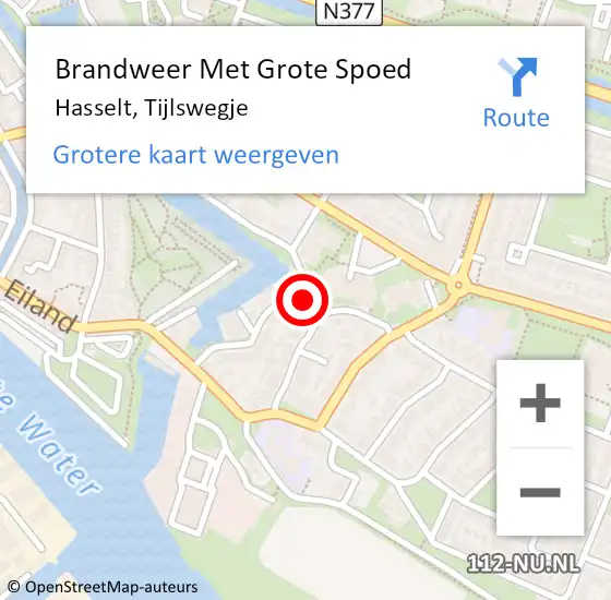 Locatie op kaart van de 112 melding: Brandweer Met Grote Spoed Naar Hasselt, Tijlswegje op 16 april 2022 21:35