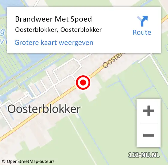 Locatie op kaart van de 112 melding: Brandweer Met Spoed Naar Oosterblokker, Oosterblokker op 16 april 2022 21:35