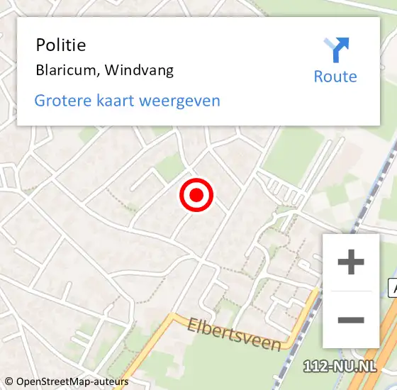 Locatie op kaart van de 112 melding: Politie Blaricum, Windvang op 16 april 2022 21:37