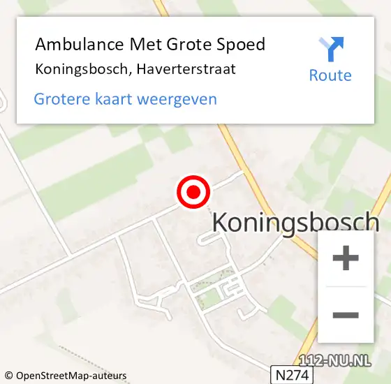 Locatie op kaart van de 112 melding: Ambulance Met Grote Spoed Naar Koningsbosch, Haverterstraat op 14 juli 2014 16:57