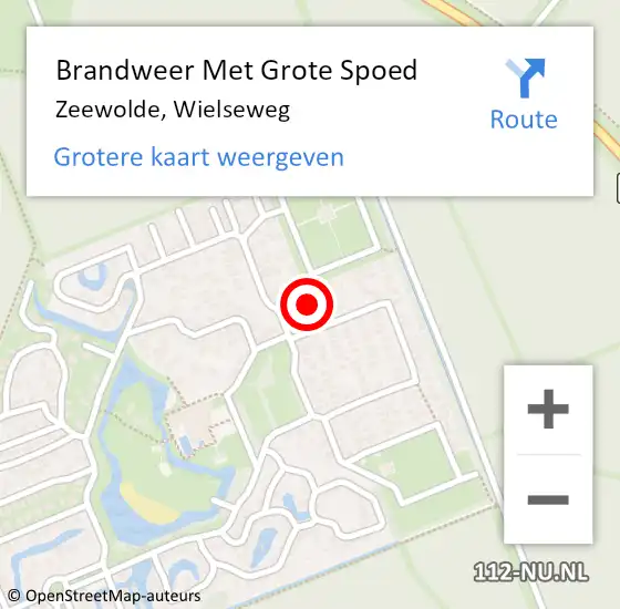 Locatie op kaart van de 112 melding: Brandweer Met Grote Spoed Naar Zeewolde, Wielseweg op 16 april 2022 21:43