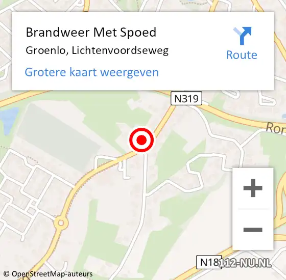 Locatie op kaart van de 112 melding: Brandweer Met Spoed Naar Groenlo, Lichtenvoordseweg op 16 april 2022 21:44