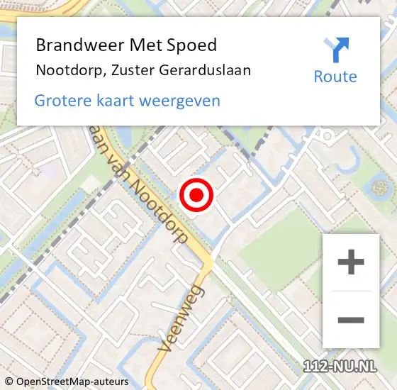 Locatie op kaart van de 112 melding: Brandweer Met Spoed Naar Nootdorp, Zuster Gerarduslaan op 16 april 2022 21:52