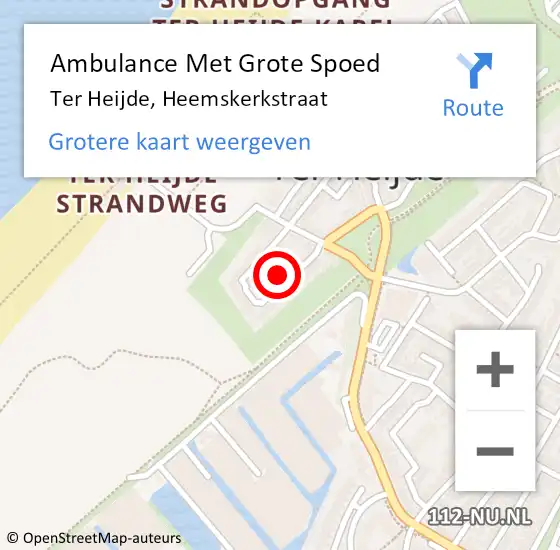 Locatie op kaart van de 112 melding: Ambulance Met Grote Spoed Naar Ter Heijde, Heemskerkstraat op 16 april 2022 22:01