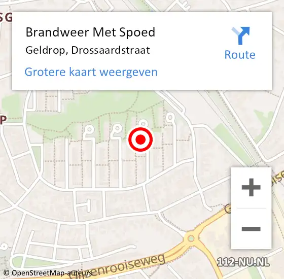 Locatie op kaart van de 112 melding: Brandweer Met Spoed Naar Geldrop, Drossaardstraat op 16 april 2022 22:01