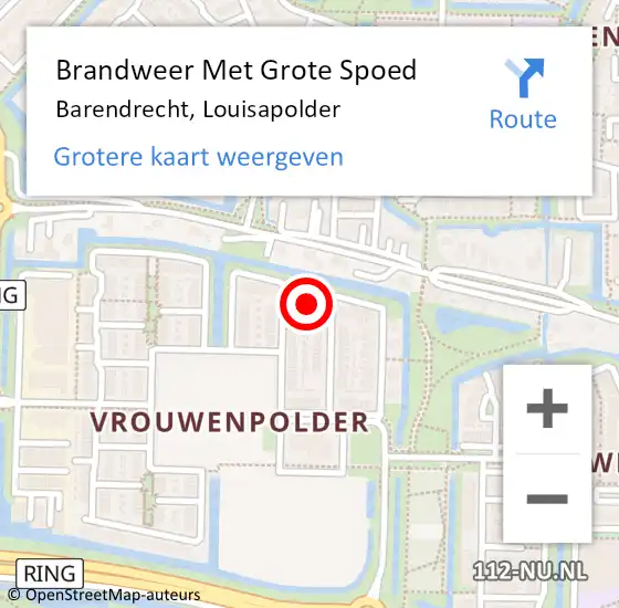 Locatie op kaart van de 112 melding: Brandweer Met Grote Spoed Naar Barendrecht, Louisapolder op 16 april 2022 22:07