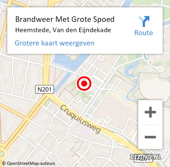 Locatie op kaart van de 112 melding: Brandweer Met Grote Spoed Naar Heemstede, Van den Eijndekade op 16 april 2022 22:14