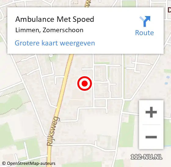 Locatie op kaart van de 112 melding: Ambulance Met Spoed Naar Limmen, Zomerschoon op 16 april 2022 22:20