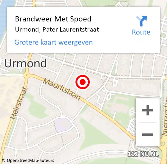 Locatie op kaart van de 112 melding: Brandweer Met Spoed Naar Urmond, Pater Laurentstraat op 16 april 2022 22:51