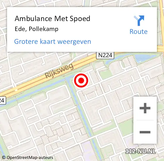 Locatie op kaart van de 112 melding: Ambulance Met Spoed Naar Ede, Pollekamp op 16 april 2022 23:30