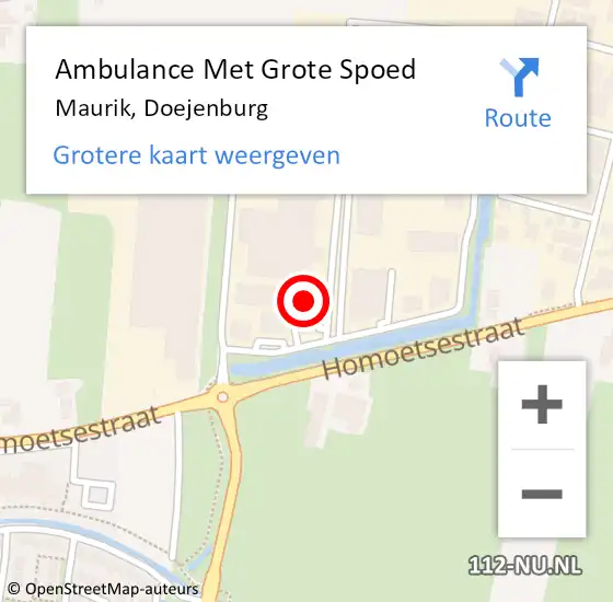 Locatie op kaart van de 112 melding: Ambulance Met Grote Spoed Naar Maurik, Doejenburg op 16 april 2022 23:55