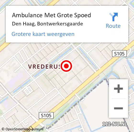 Locatie op kaart van de 112 melding: Ambulance Met Grote Spoed Naar Den Haag, Bontwerkersgaarde op 17 april 2022 00:02