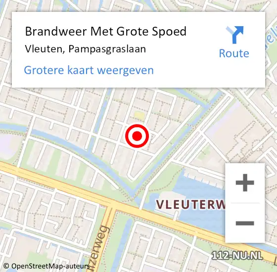 Locatie op kaart van de 112 melding: Brandweer Met Grote Spoed Naar Vleuten, Pampasgraslaan op 17 april 2022 00:15