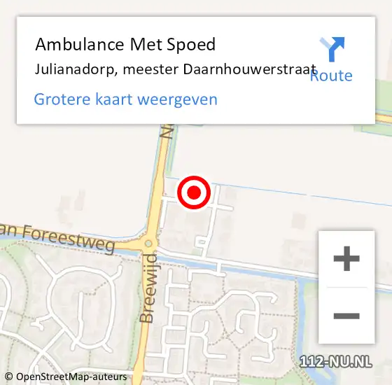 Locatie op kaart van de 112 melding: Ambulance Met Spoed Naar Julianadorp, meester Daarnhouwerstraat op 17 april 2022 00:33