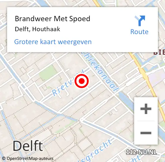 Locatie op kaart van de 112 melding: Brandweer Met Spoed Naar Delft, Houthaak op 17 april 2022 00:36