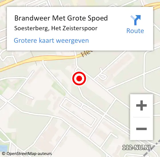 Locatie op kaart van de 112 melding: Brandweer Met Grote Spoed Naar Soesterberg, Het Zeisterspoor op 17 april 2022 01:00