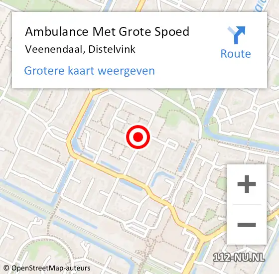 Locatie op kaart van de 112 melding: Ambulance Met Grote Spoed Naar Veenendaal, Distelvink op 17 april 2022 01:05