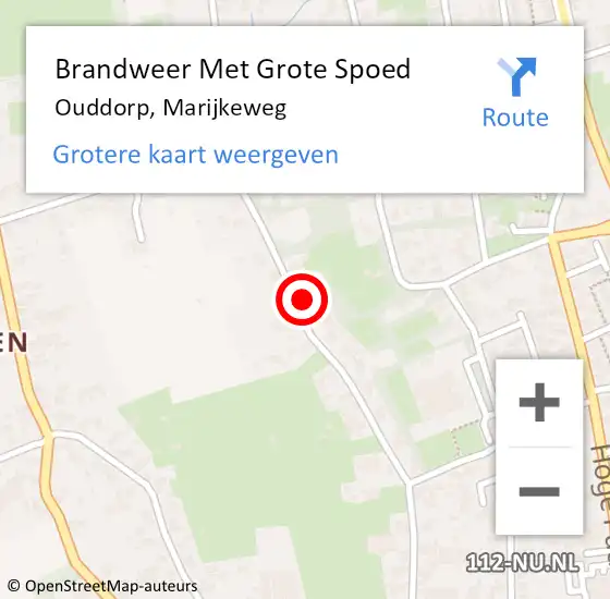 Locatie op kaart van de 112 melding: Brandweer Met Grote Spoed Naar Ouddorp, Marijkeweg op 17 april 2022 01:22