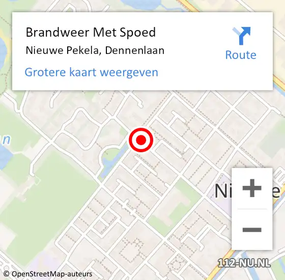 Locatie op kaart van de 112 melding: Brandweer Met Spoed Naar Nieuwe Pekela, Dennenlaan op 17 april 2022 01:28