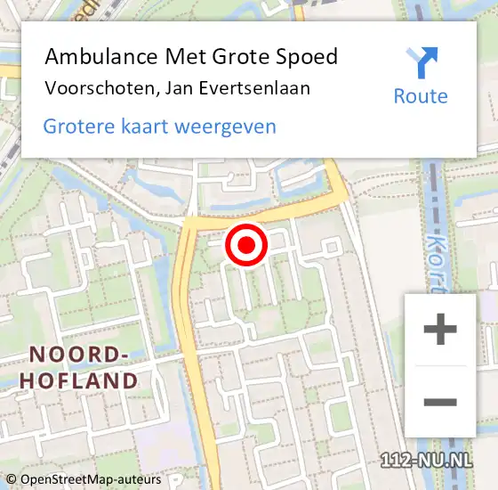 Locatie op kaart van de 112 melding: Ambulance Met Grote Spoed Naar Voorschoten, Jan Evertsenlaan op 17 april 2022 01:43