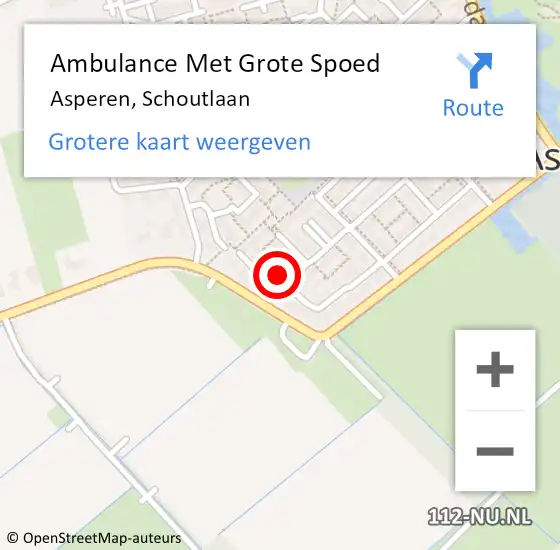 Locatie op kaart van de 112 melding: Ambulance Met Grote Spoed Naar Asperen, Schoutlaan op 17 april 2022 02:17