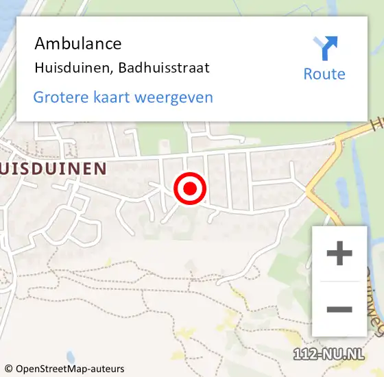 Locatie op kaart van de 112 melding: Ambulance Huisduinen, Badhuisstraat op 14 juli 2014 17:13