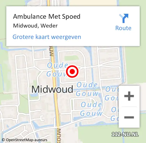 Locatie op kaart van de 112 melding: Ambulance Met Spoed Naar Midwoud, Weder op 17 april 2022 02:23