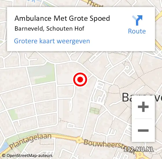 Locatie op kaart van de 112 melding: Ambulance Met Grote Spoed Naar Barneveld, Schouten Hof op 17 april 2022 02:26