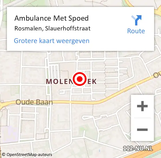 Locatie op kaart van de 112 melding: Ambulance Met Spoed Naar Rosmalen, Slauerhoffstraat op 17 april 2022 02:52