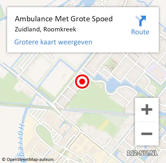 Locatie op kaart van de 112 melding: Ambulance Met Grote Spoed Naar Zuidland, Roomkreek op 17 april 2022 03:09