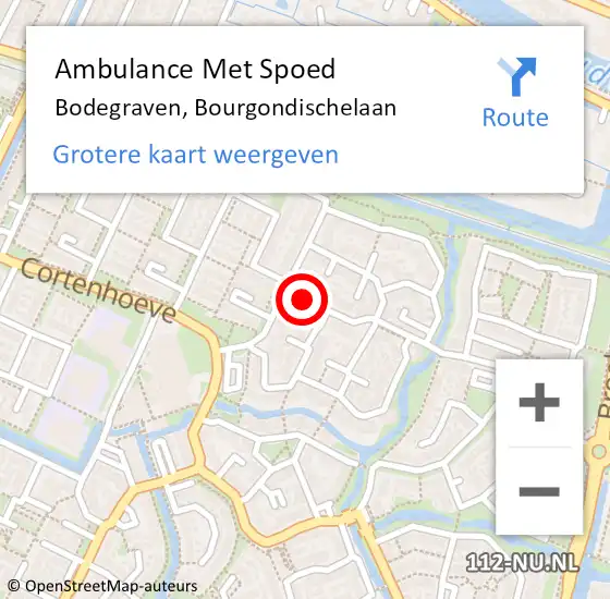 Locatie op kaart van de 112 melding: Ambulance Met Spoed Naar Bodegraven, Bourgondischelaan op 17 april 2022 03:28