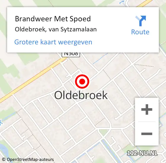 Locatie op kaart van de 112 melding: Brandweer Met Spoed Naar Oldebroek, van Sytzamalaan op 17 april 2022 04:02