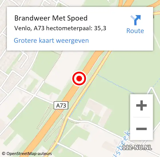 Locatie op kaart van de 112 melding: Brandweer Met Spoed Naar Venlo, A73 hectometerpaal: 35,3 op 17 april 2022 04:22