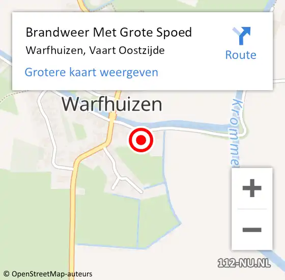 Locatie op kaart van de 112 melding: Brandweer Met Grote Spoed Naar Warfhuizen, Vaart Oostzijde op 17 april 2022 04:27