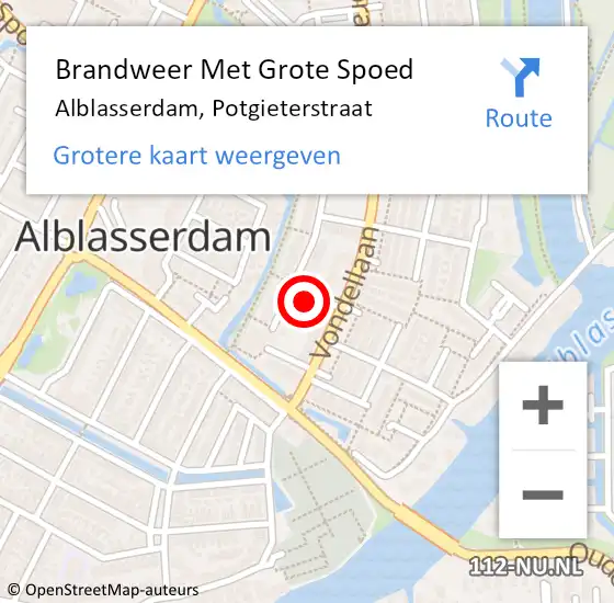 Locatie op kaart van de 112 melding: Brandweer Met Grote Spoed Naar Alblasserdam, Potgieterstraat op 17 april 2022 04:29