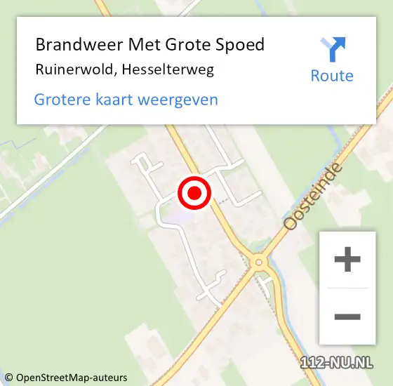 Locatie op kaart van de 112 melding: Brandweer Met Grote Spoed Naar Ruinerwold, Hesselterweg op 17 april 2022 05:09