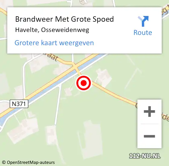 Locatie op kaart van de 112 melding: Brandweer Met Grote Spoed Naar Havelte, Osseweidenweg op 17 april 2022 05:19